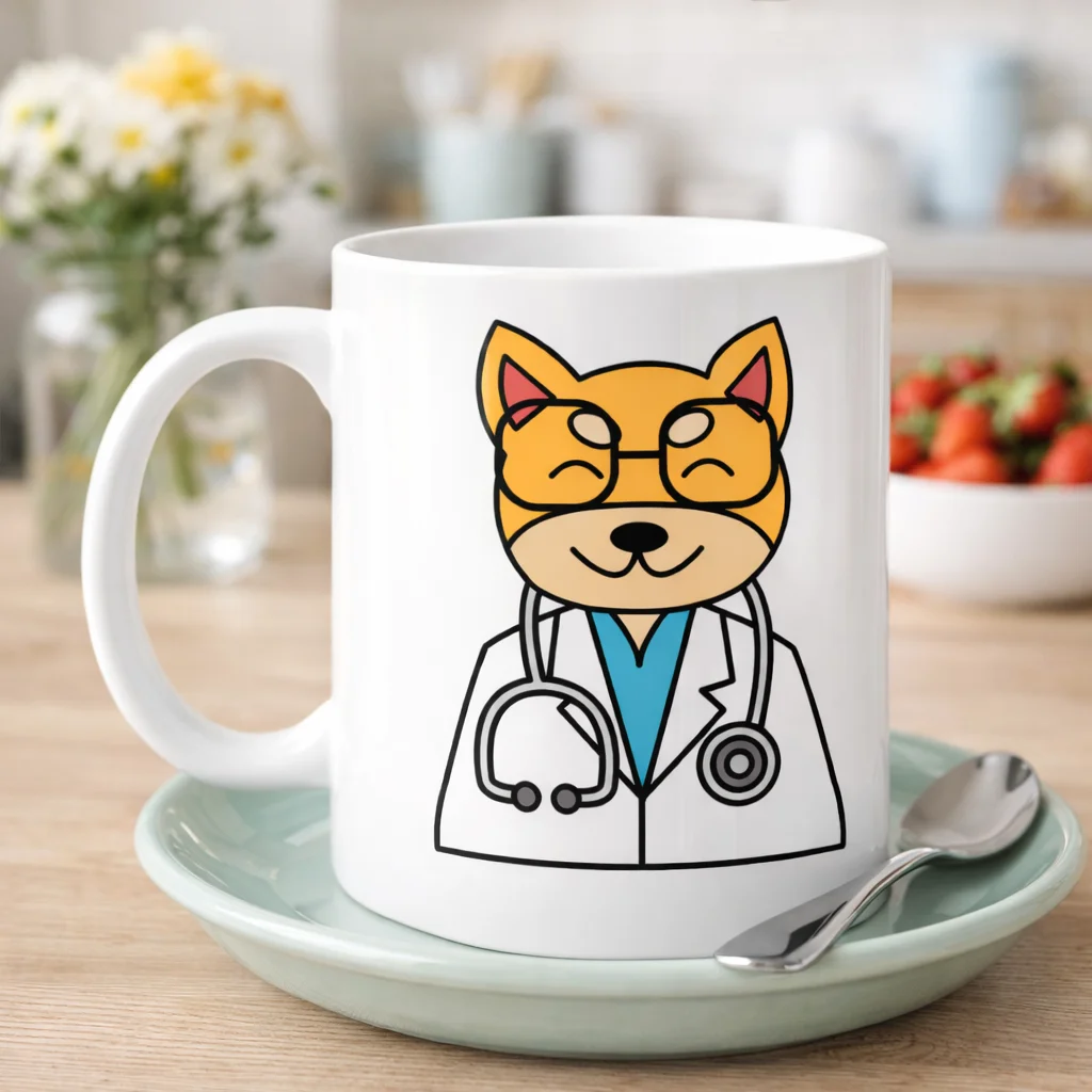Northcity Sevimli Doktor Kedi Porselen Kupa MODEL 174 - Kahve Kup
