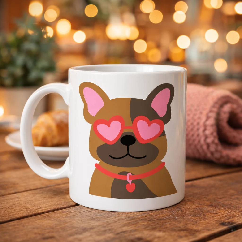 Northcity Sevimli French Bulldog Desenli Porselen Kupa – Kalpli G