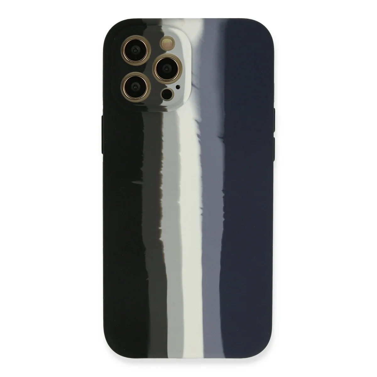 Northcity Silikon Kılıf iPhone 12 Pro Max Ebruli Lansman - Siyah-Lacivert