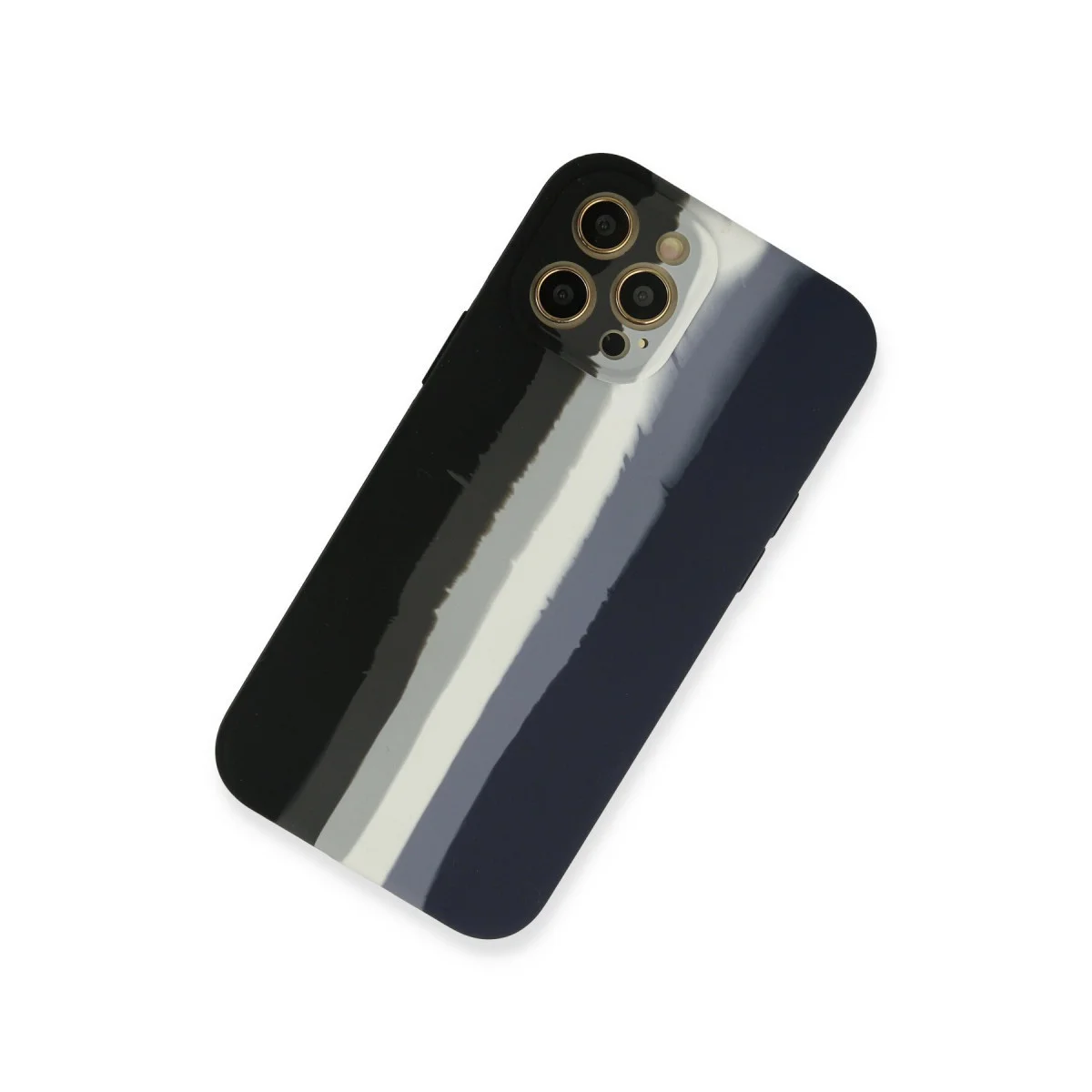 Northcity Silikon Kılıf iPhone 12 Pro Max Ebruli Lansman - Siyah-Lacivert