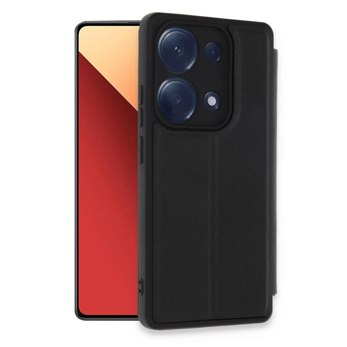 Northcity Siyah Flip Kılıf - Redmi Note 13 Pro 4G Premium Koruyucu Cep Telefonu Kılıfı