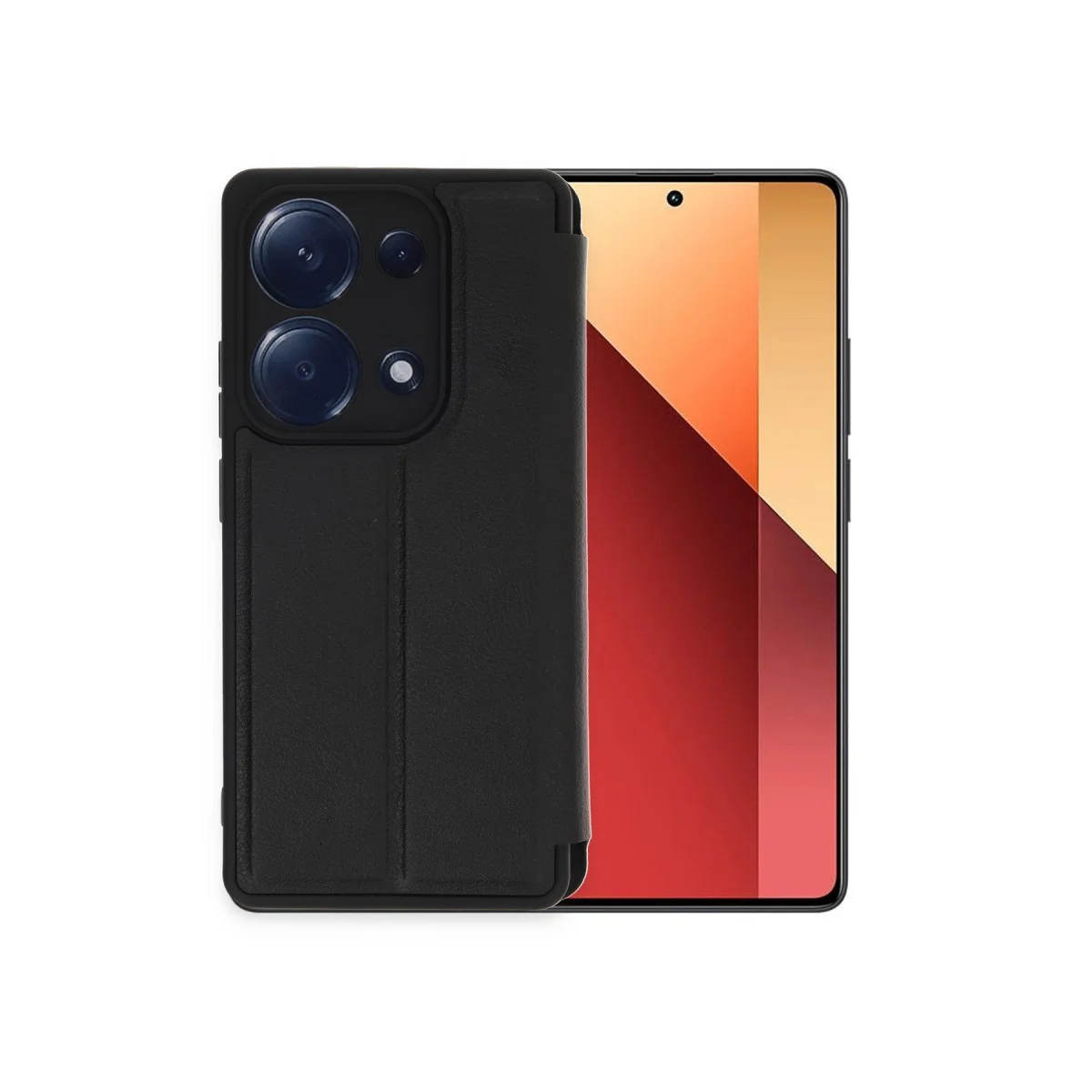 Northcity Siyah Flip Kılıf - Redmi Note 13 Pro 4G Premium Koruyucu Cep Telefonu Kılıfı