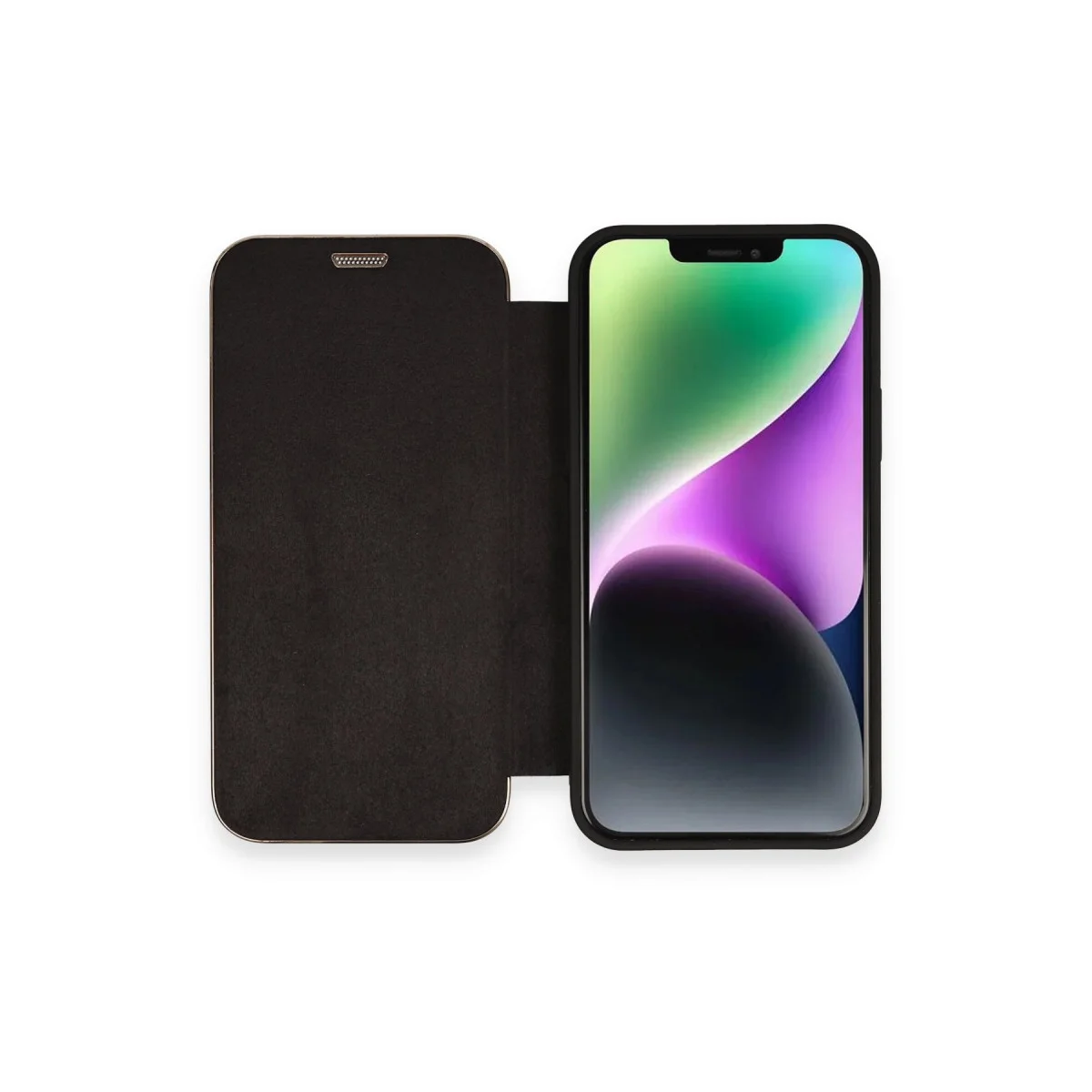 Northcity Siyah iPhone 12 Kılıf Dolpin Kapaklı – Premium Kaliteli ve Koruyucu