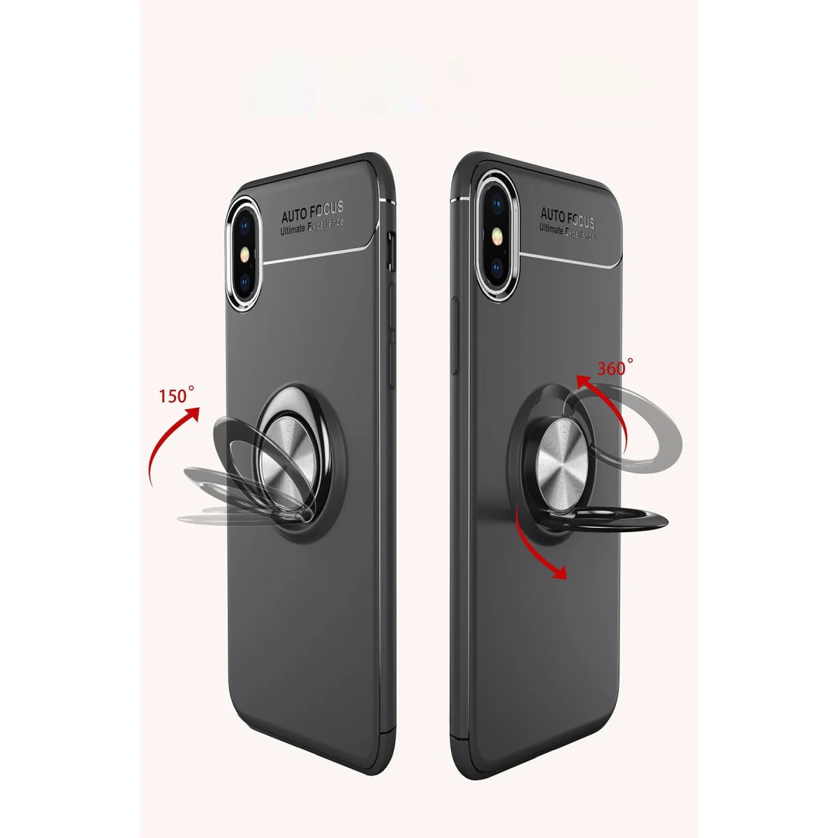 Northcity Siyah-Mavi Range Ring Silikon Kılıf - iPhone XS Max İçin 360° Dönebilir ve Mıknatıslı Tutucu Uyumlu