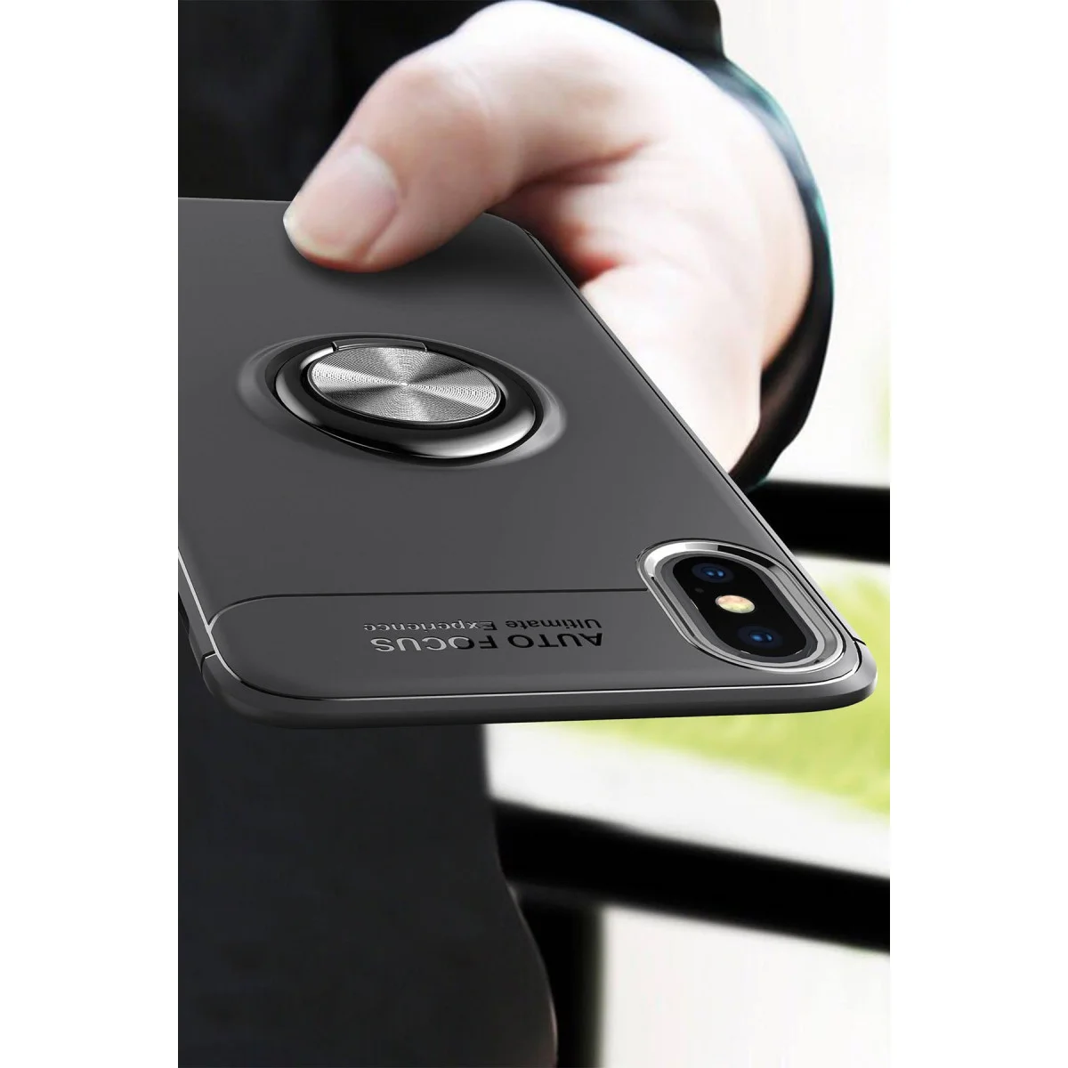 Northcity Siyah-Mavi Range Ring Silikon Kılıf - iPhone XS Max İçin 360° Dönebilir ve Mıknatıslı Tutucu Uyumlu