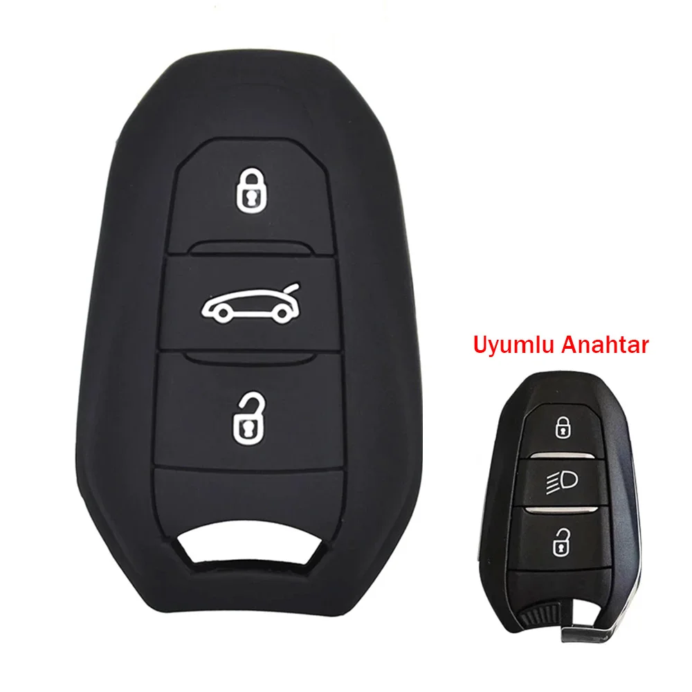Siyah Silikon Oto Anahtar Kumanda Kabı Kılıf - Citroen DS3/4/5/6 & C4 Picasso Uyumlu