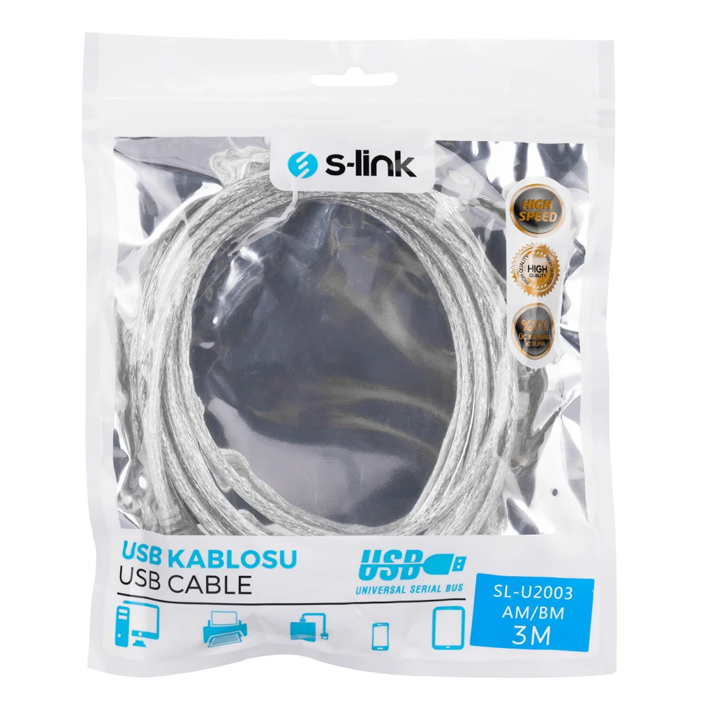 SL-U2003 USB Yazıcı Kablosu 3 Metre - Yüksek Hızlı ve Güvenilir Bağlantı