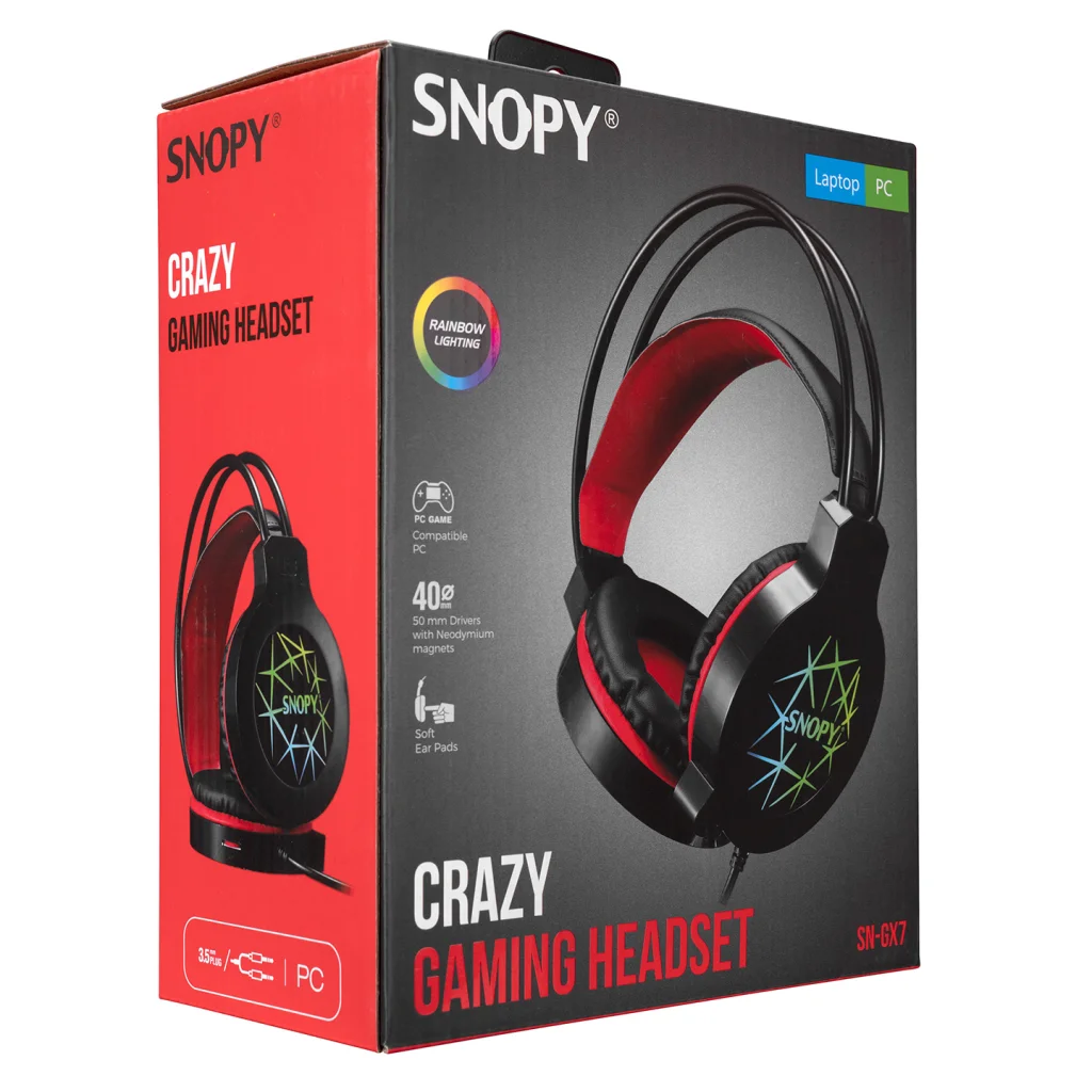 Northcity SN-GX7 Crazy Kablolu Gaming Mikrofonlu Kulaklık - RGB Rainbow Aydınlatma ve 40mm Sürücü