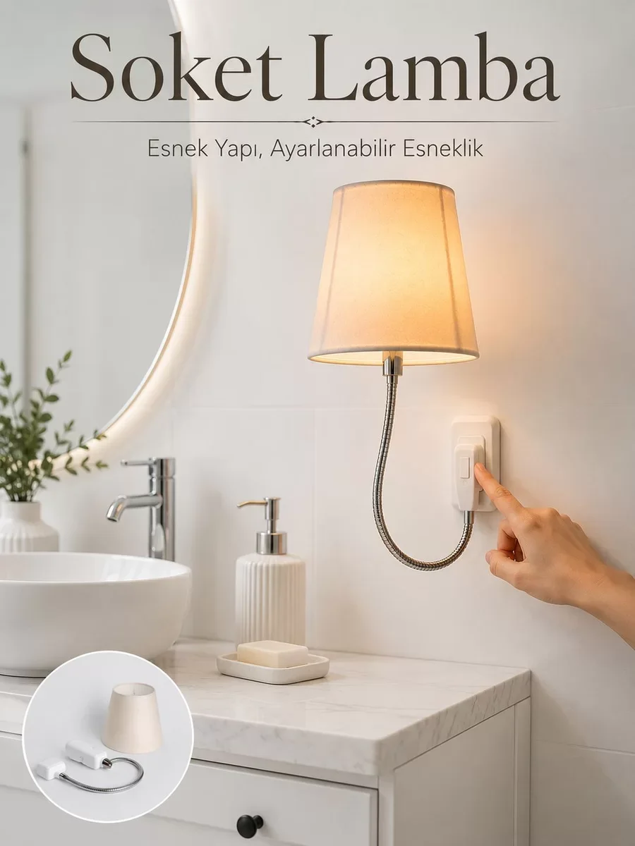Northcity Soket Tipi Ayarlanabilir Başlıklı Dekoratif Gece Lambas