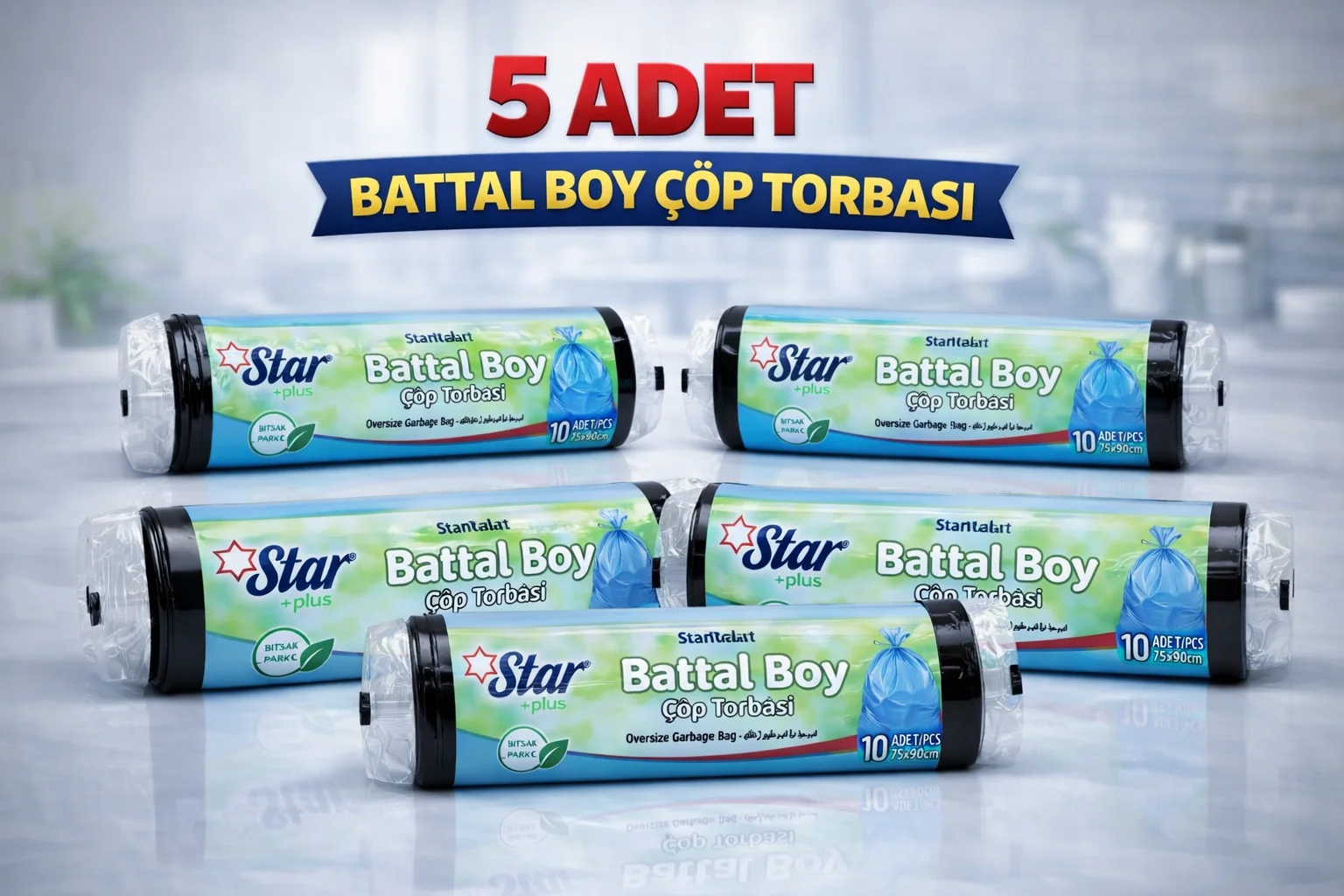 Northcity Star Plus Büyük Boy Atık Poşeti 65x80 cm - 10 Adet Sızd
