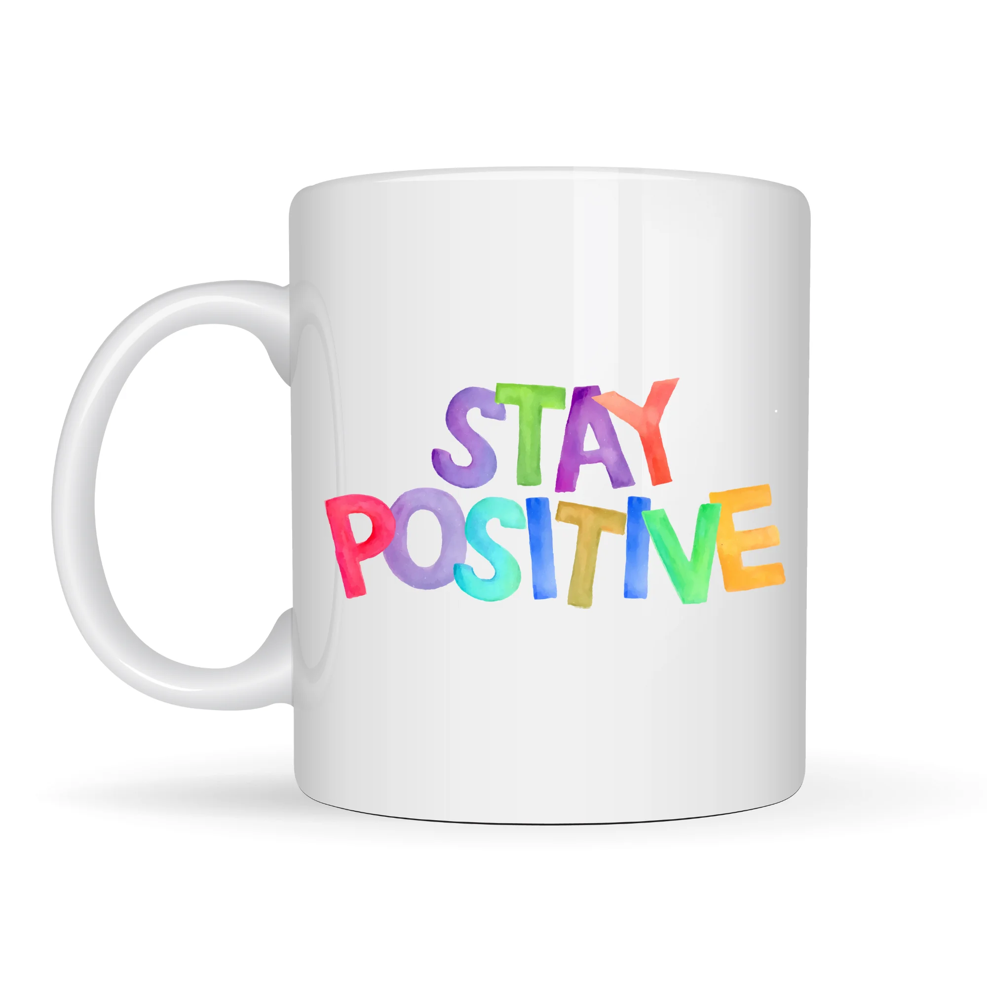 Northcity Stay Positive Baskılı Porselen Kupa - Renkli Motivasyon