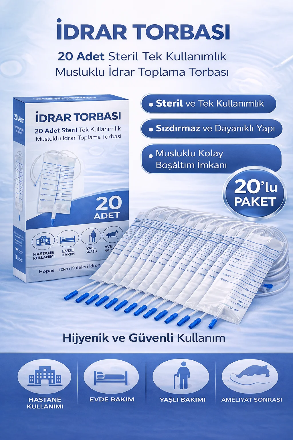 Northcity Steril İdrar Torbası 20 Adet - Medikal İdrar Toplama To