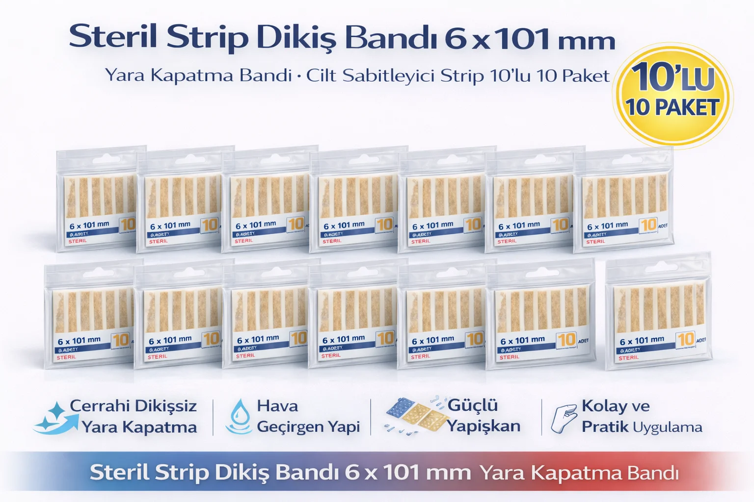Northcity Steril Strip Dikiş Bandı 6x101 mm Yara Kapatma ve Cilt 