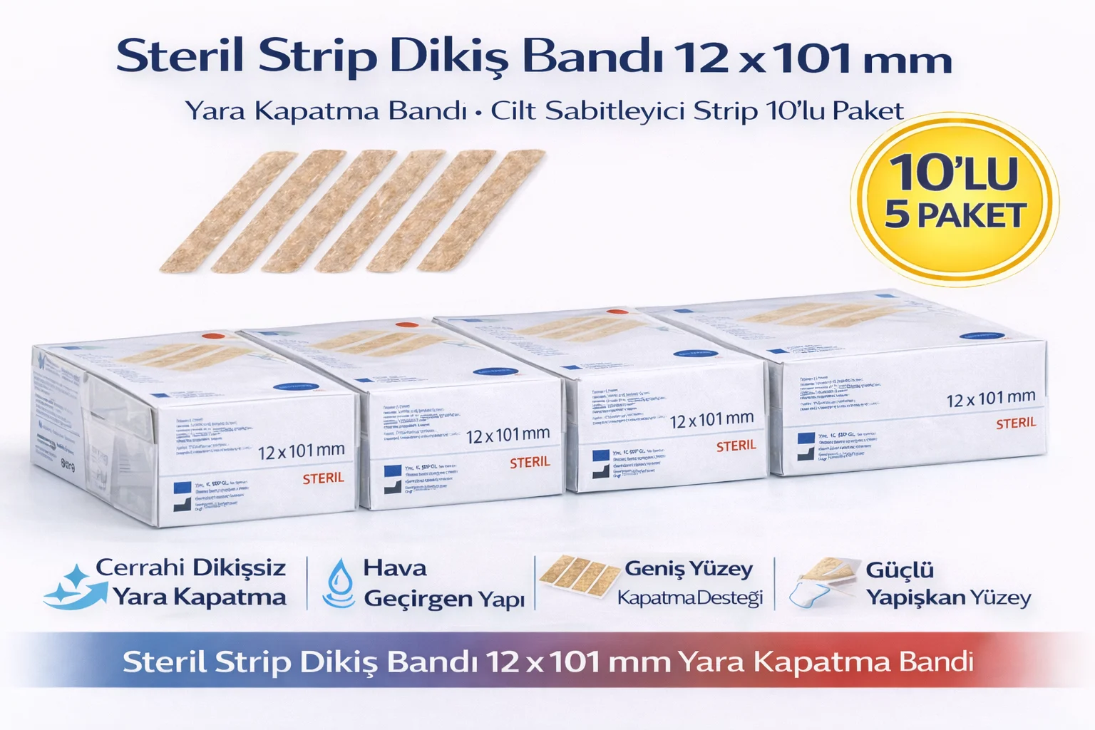 Northcity Steril Strip Dikiş Bandı 12x101mm Yara Kapatma Bandı - 