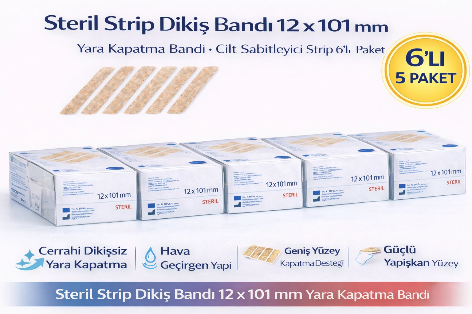 Northcity Steril Strip Dikiş Bandı 12 x 101 mm Yara Kapatma Bandı