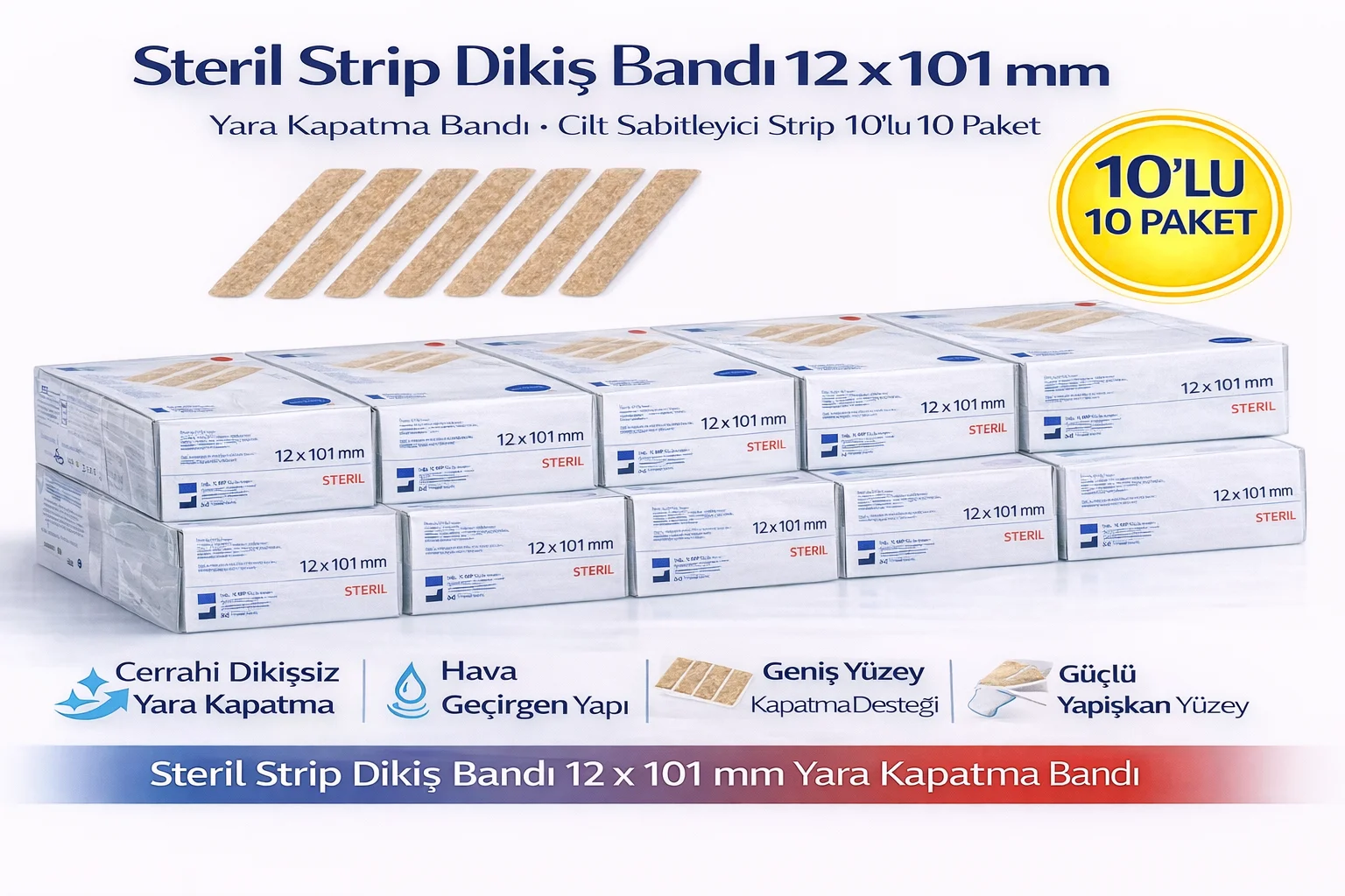 Northcity Steril Strip Dikiş Bandı 12 x 101 mm Yara Kapatma Bandı
