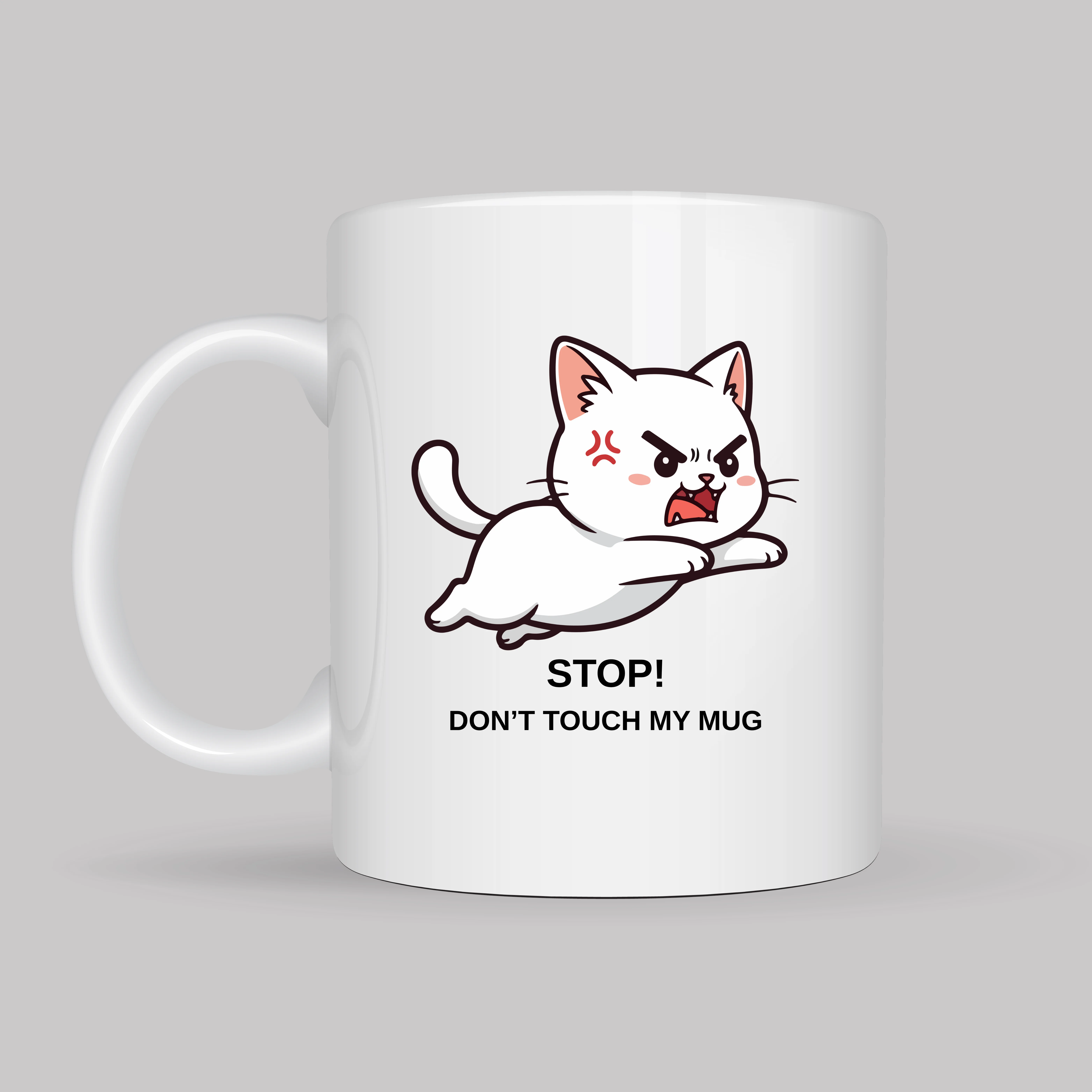 Stop Don't Touch My Mug Yazılı Komik Kedi Tasarımlı Seramik Kahve Kupa - Hediye Fırsatı