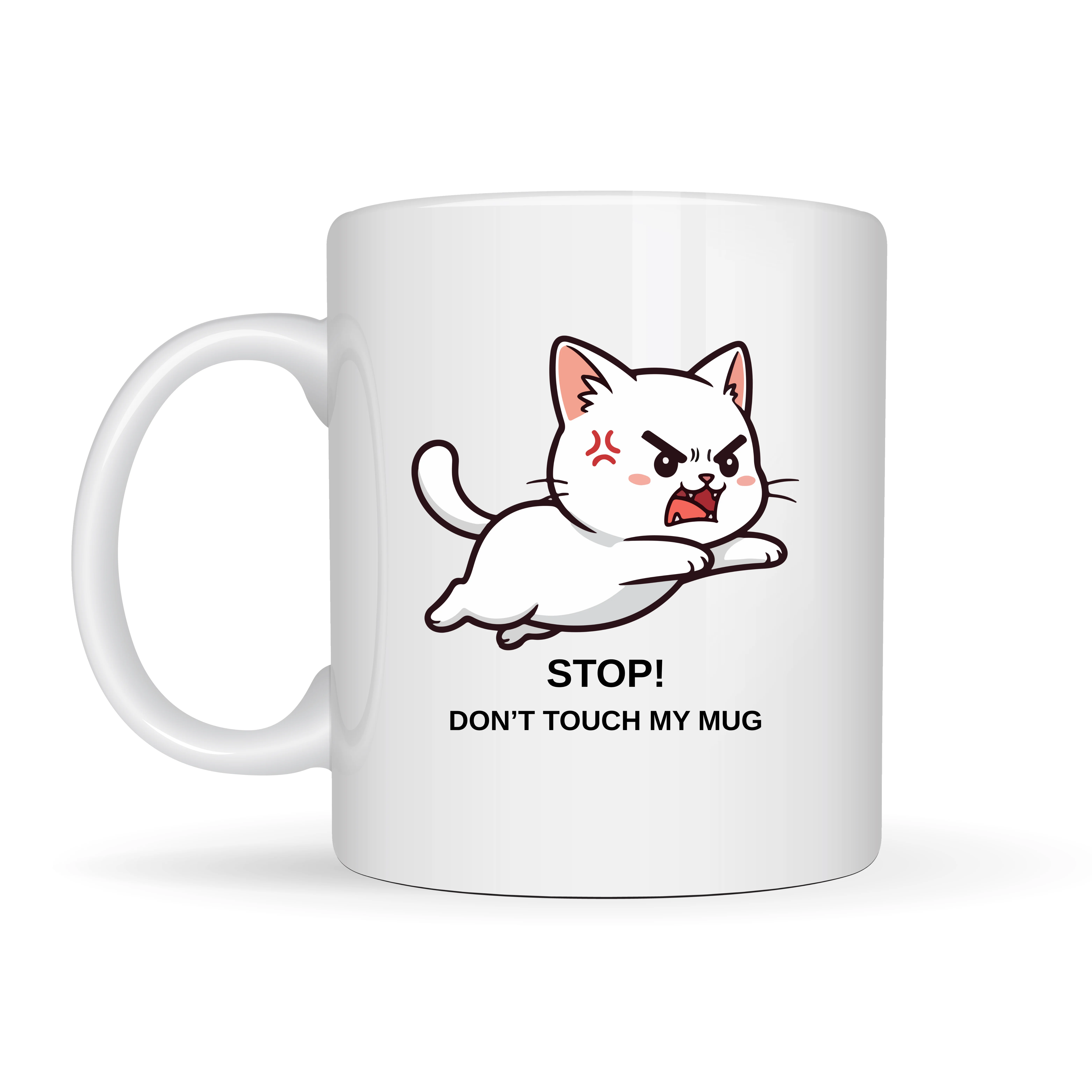 Stop Don't Touch My Mug Yazılı Komik Kedi Tasarımlı Seramik Kahve Kupa - Hediye Fırsatı