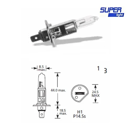 Super Light H1 Halogen Far Ampülü 12 Volt 60-55 Watt 1700 Lümen - Optimum Görüş