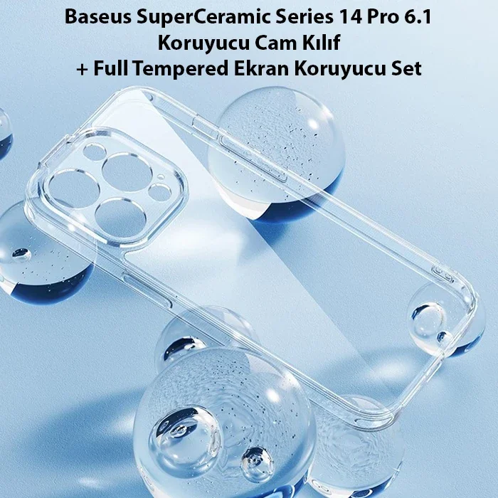 SuperCeramic iPhone 14 Pro 6.1 Koruyucu Cam Kılıf + Temperli Ekran Koruyucu Set - Ultra Dayanıklı & İnce Tasarım