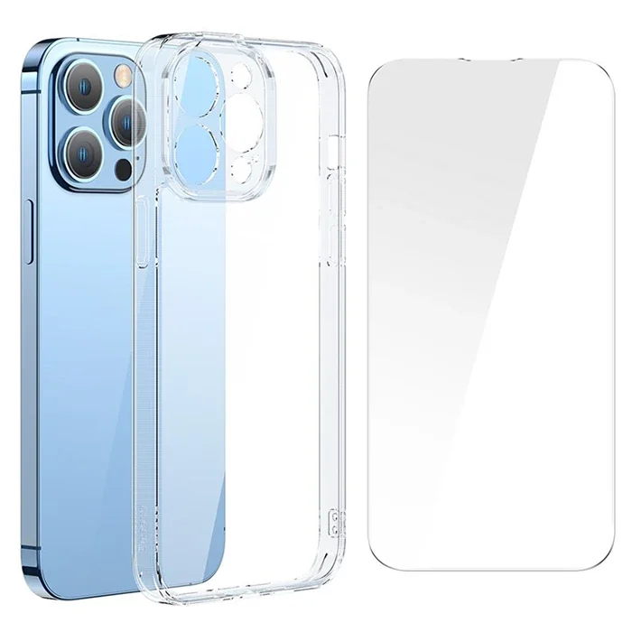 SuperCeramic iPhone 14 Pro 6.1 Koruyucu Cam Kılıf + Temperli Ekran Koruyucu Set - Ultra Dayanıklı & İnce Tasarım