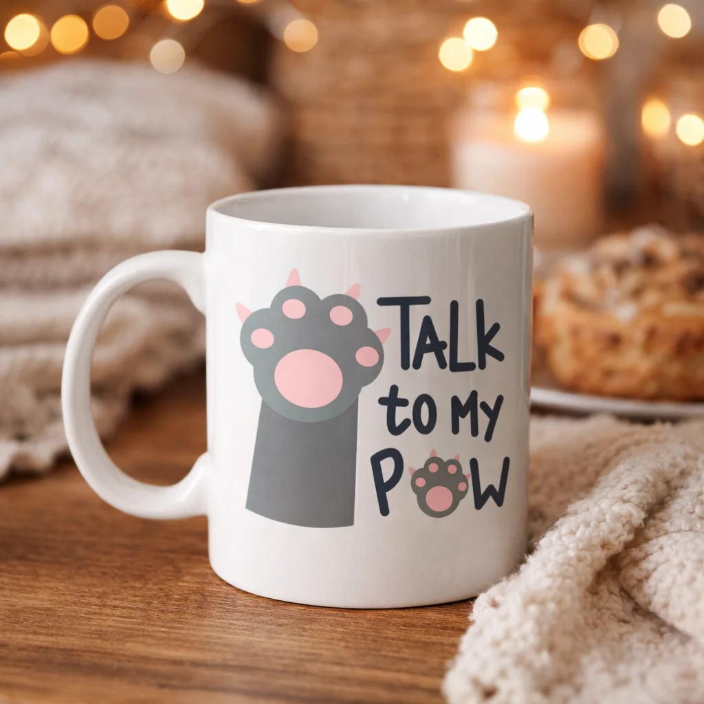 Northcity Talk To My Paw – Sevimli Kedi Patili Porselen Kupa (300
