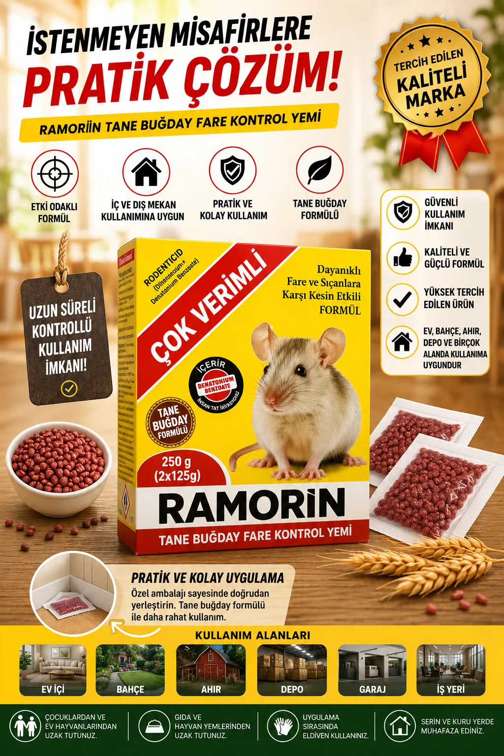 Northcity Tane Buğday Fare Kontrol Yemi 250 Gr Pratik Kullanım - Ramorin