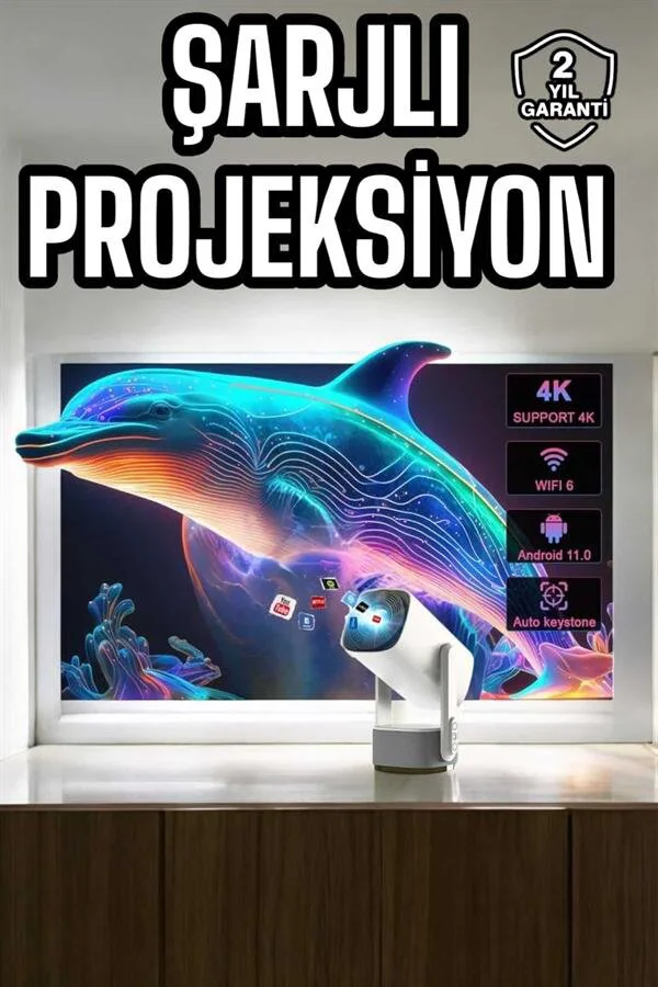 Taşınabilir Sinema Oyun Projektörü - Android 11 ve Kablosuz Bağlantı