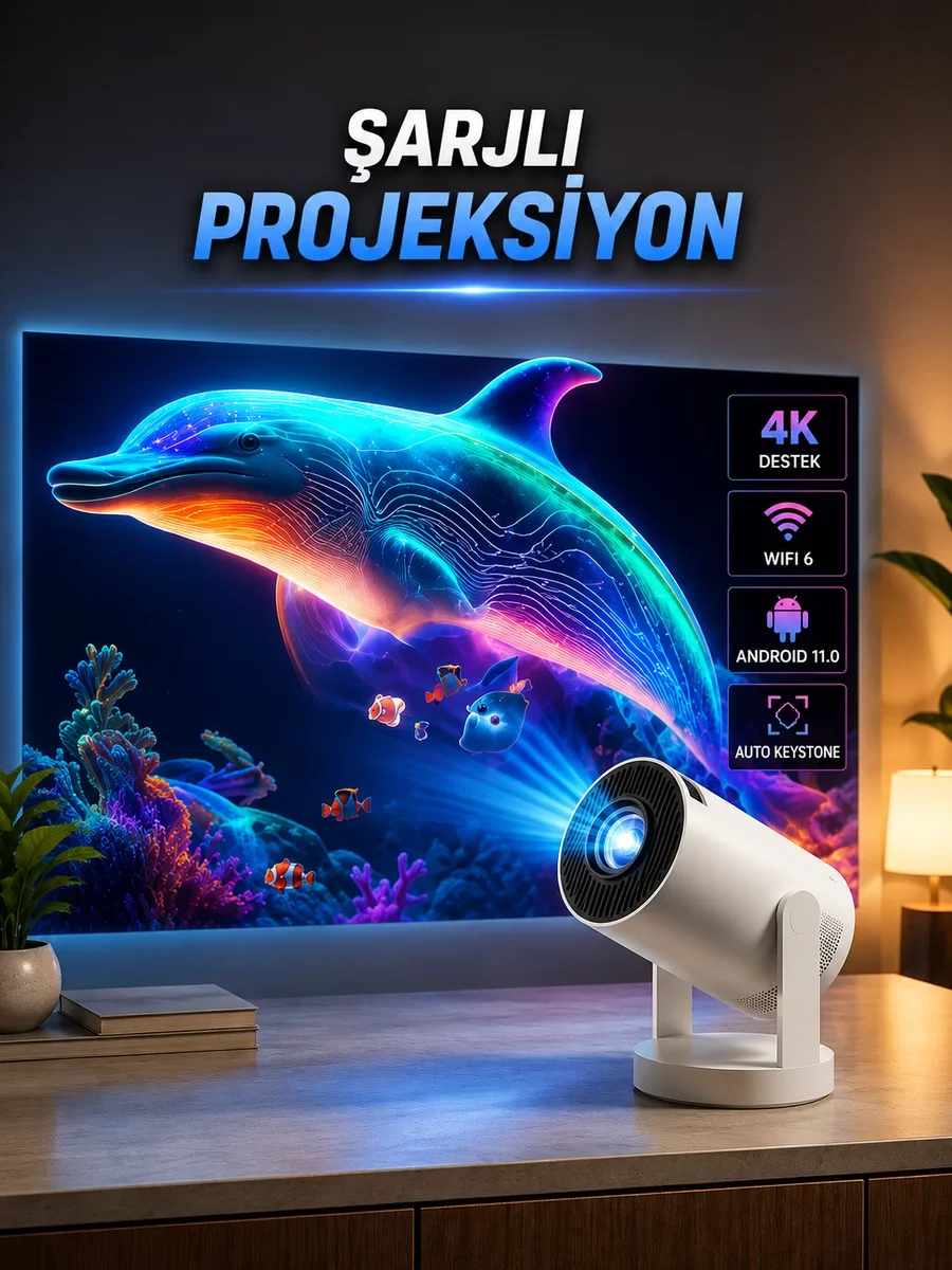 Northcity Taşınabilir Sinema Oyun Projektörü Akıllı Projeksiyon A