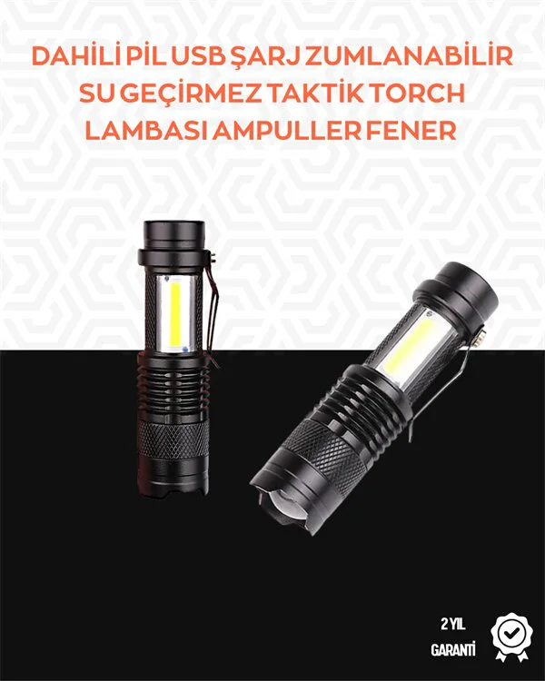 Northcity Taşınabilir Şarjlı LED Fener - 2000LM 4 Modlu Ayarlanab