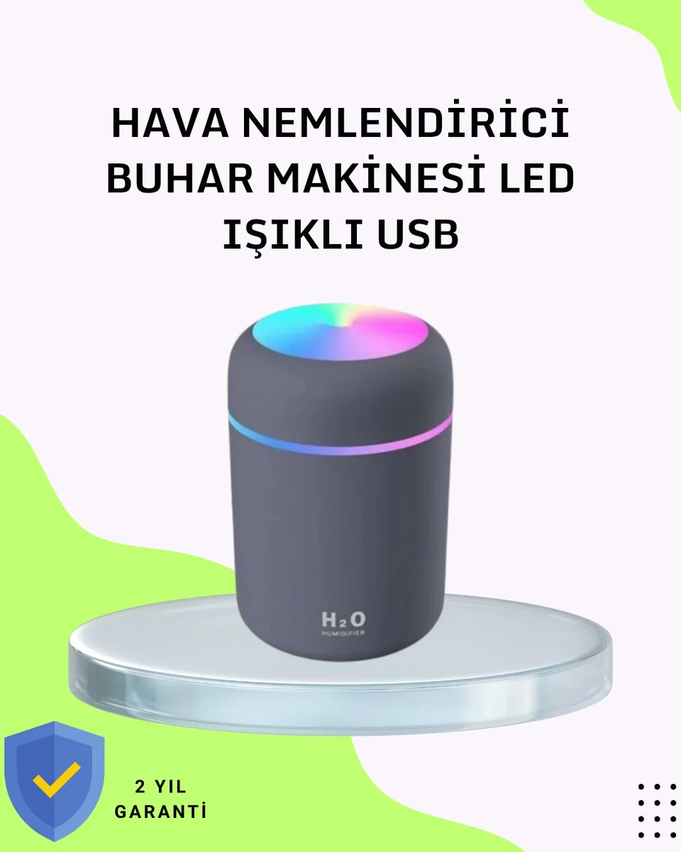 Taşınabilir Hava Nemlendirici - USB Bağlantılı Renkli Işık ve Uzun Süreli Nem Üretimi