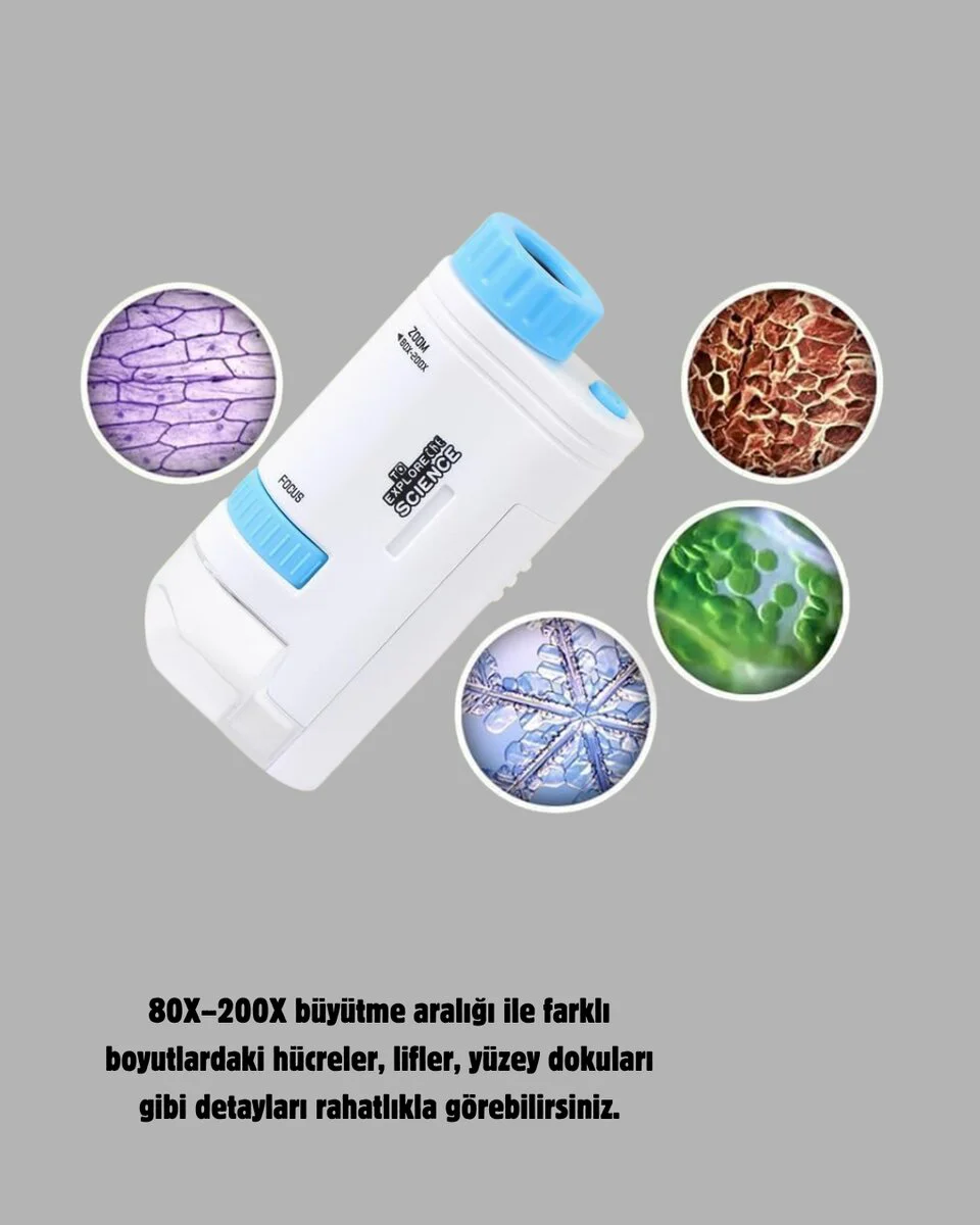 Taşınabilir Eğitim Mikroskobu 80X-200X LED Işıklı ve Darbeye Dayanıklı - Bilimi Keşfedin Fiyatı, Yorumları ve Özellikleri