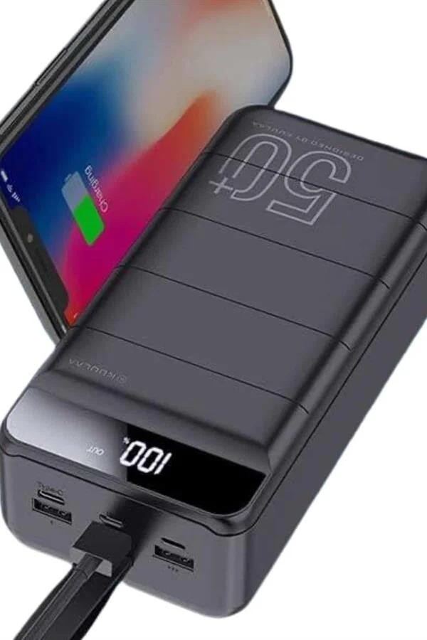 Taşınabilir 50.000 mAh Powerbank - 4 Girişli Hızlı Şarj & LED Gösterge