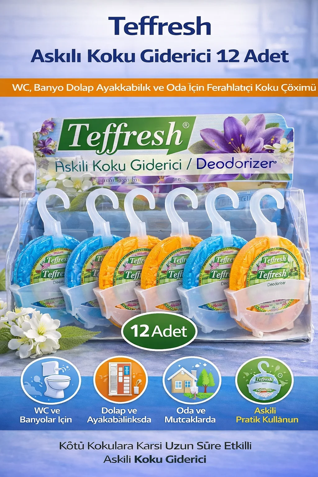 Northcity Teffresh Askılı Koku Giderici 12 Adet - WC, Banyo, Dola