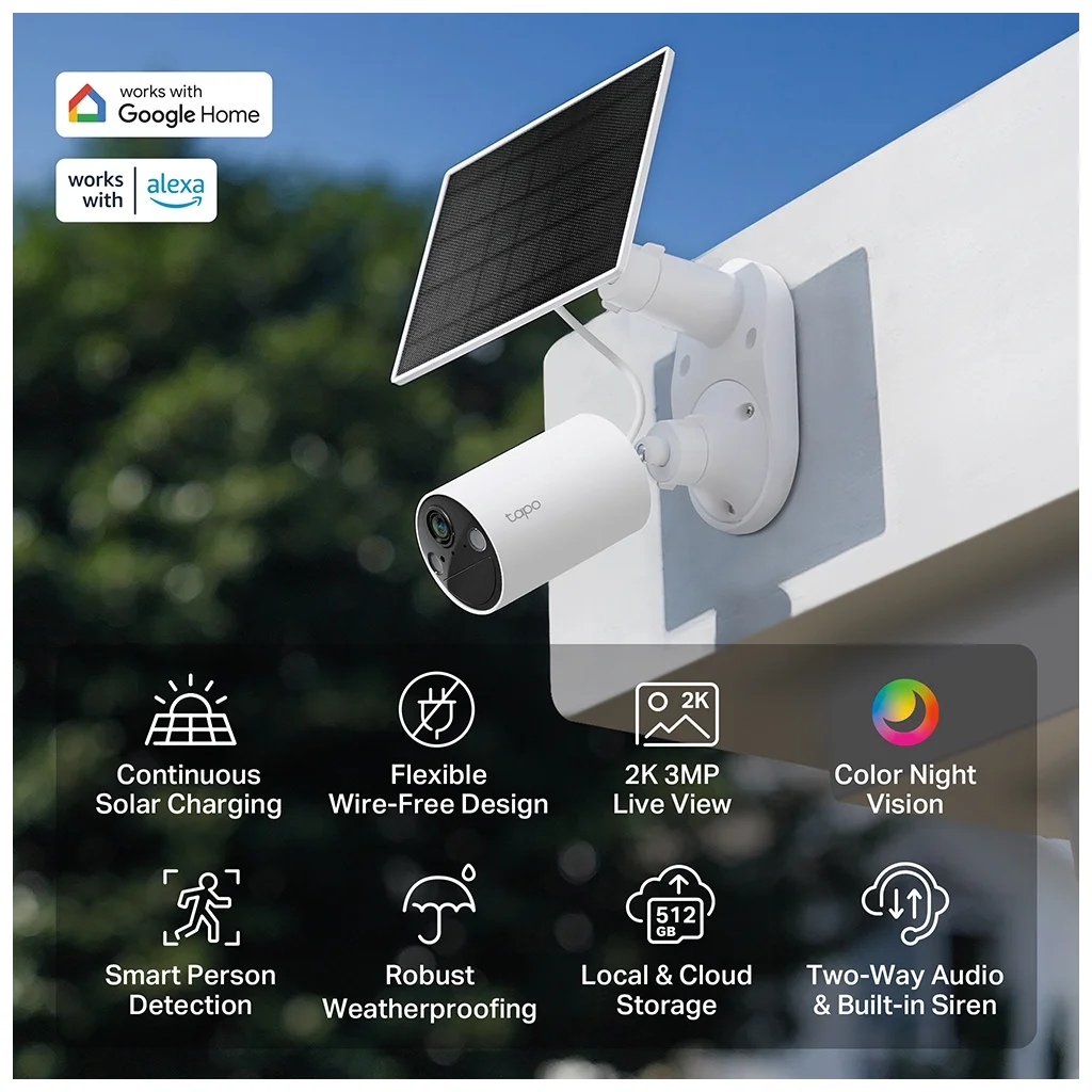 TP-LINK Tapo TC82 KIT 2K Güneş Enerjili Güvenlik Kamerası 9Mt. Renkli Gece Görüşü IP65 - Dış Mekan İçin Kusursuz Korum