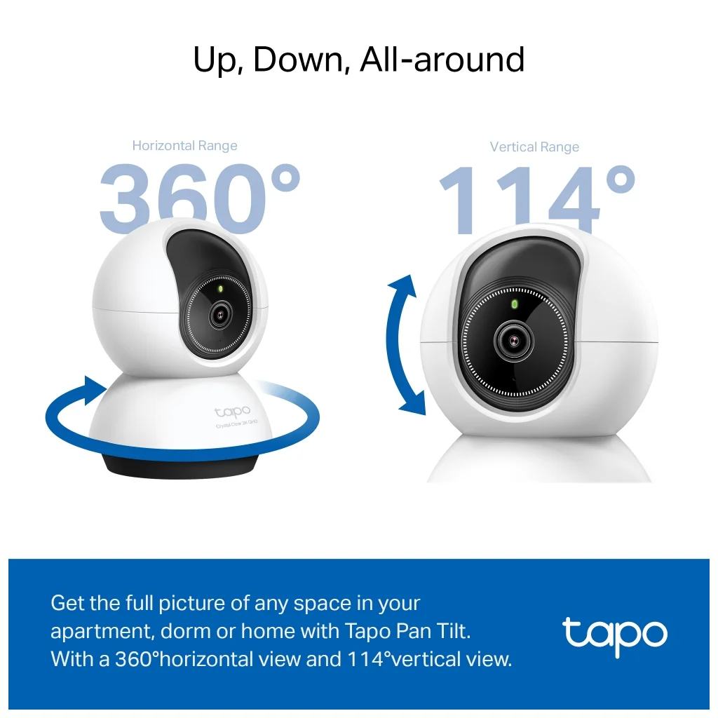 TP-LINK Tapo TC72 (C220) 2K QHD 4,0Mpix İç Mekan WiFi 9Mt. Gece Görüşü 360 Dönüş İki Yönlü Ses Güvenlik Yapay Zeka Destekli Kamera