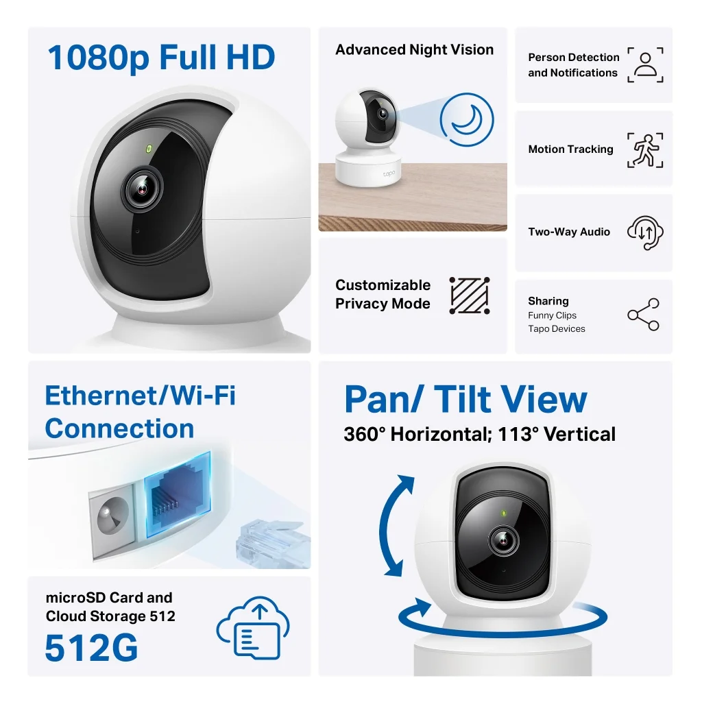 Northcity TP-LINK Tapo C202 Bebek Ev Güvenlik Kamerası 1080P Pan 