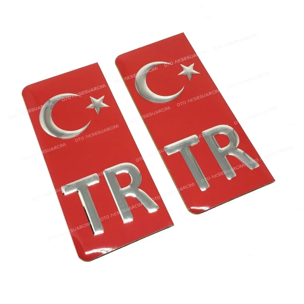 Northcity TR Plaka Arması Metal Etiket Sticker Kırmızı 2'li Paket