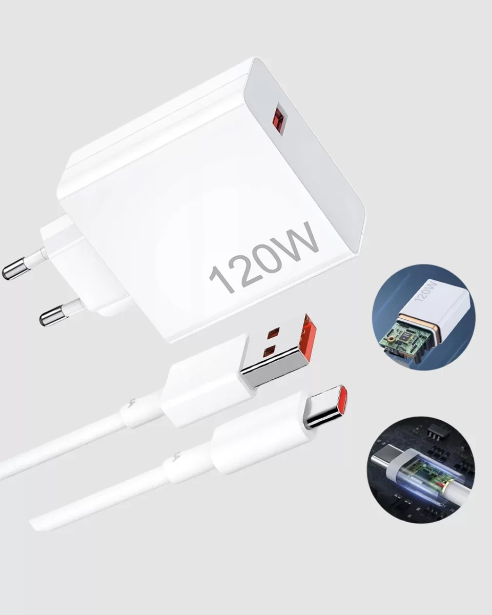 Turbo 120W Hızlı Şarj Adaptörü Type-C Kablolu - Cihazlarınızı Saniyeler İçinde Şarj Edin