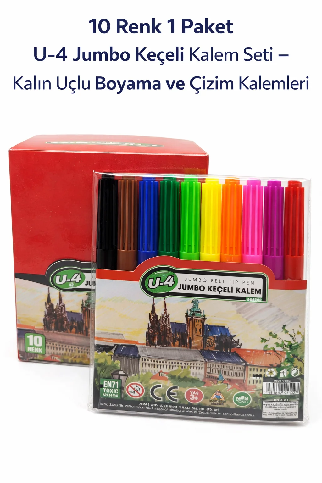 Northcity U-4 Keçeli Kalem Seti 10 Renk – Kalın Uçlu Çocuk Boyama