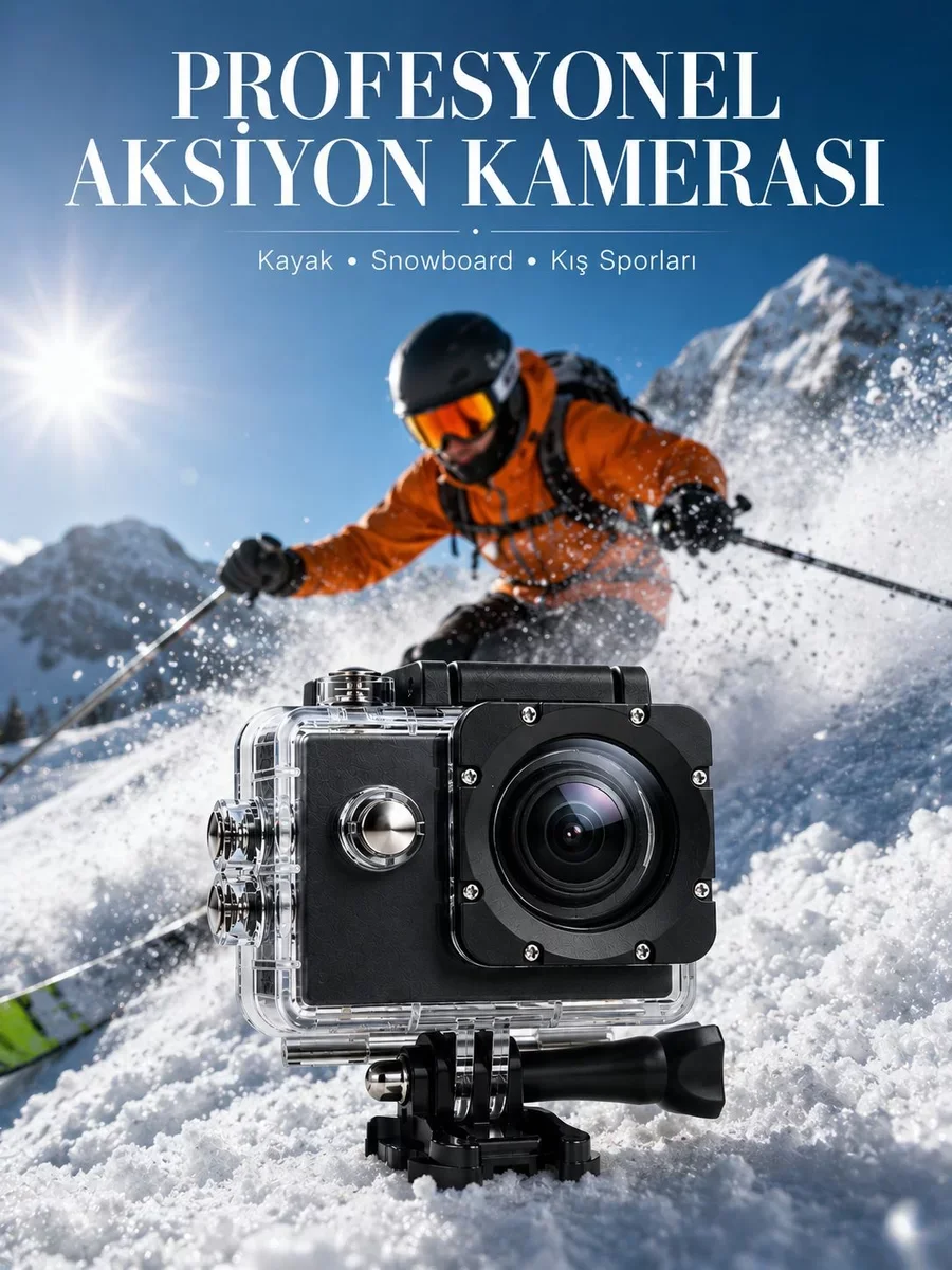 Ultra HD 4K Aksiyon Kamerası - Su Geçirmez ve Kompakt Tasarım