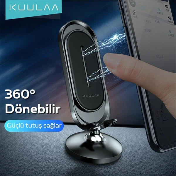Universal Mıknatıslı Standlı Cep Telefon Araç Tutucu Aluminum - 360° Dönen Güçlü Magnet
