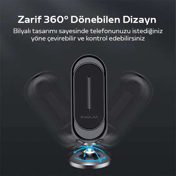 Universal Mıknatıslı Standlı Cep Telefon Araç Tutucu Aluminum - 360° Dönen Güçlü Magnet
