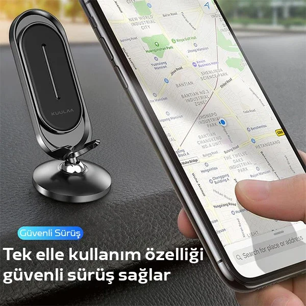 Universal Mıknatıslı Standlı Cep Telefon Araç Tutucu Aluminum - 360° Dönen Güçlü Magnet