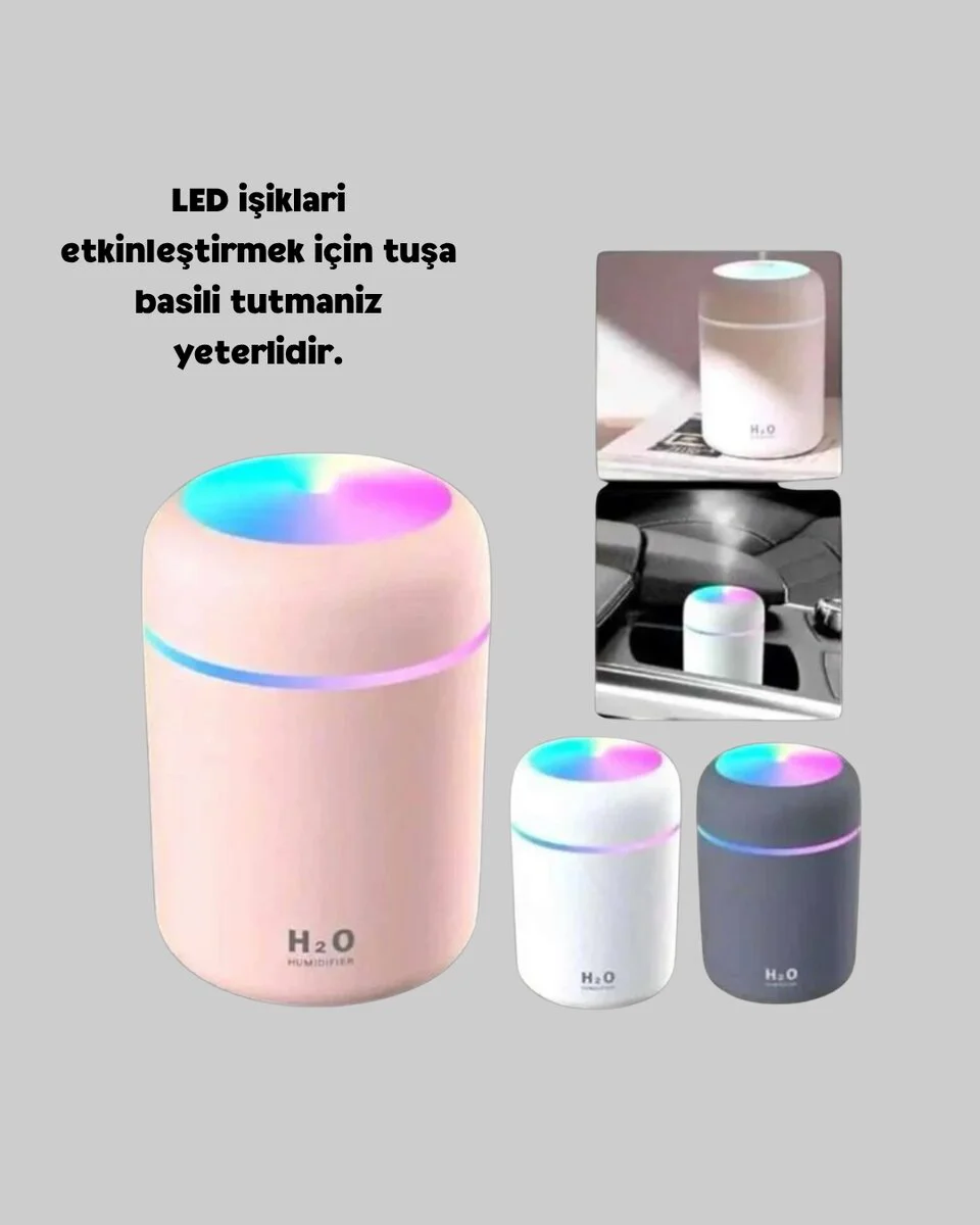USB Mini Nemlendirici – LED Aydınlatmalı Çift Püskürtme Modu