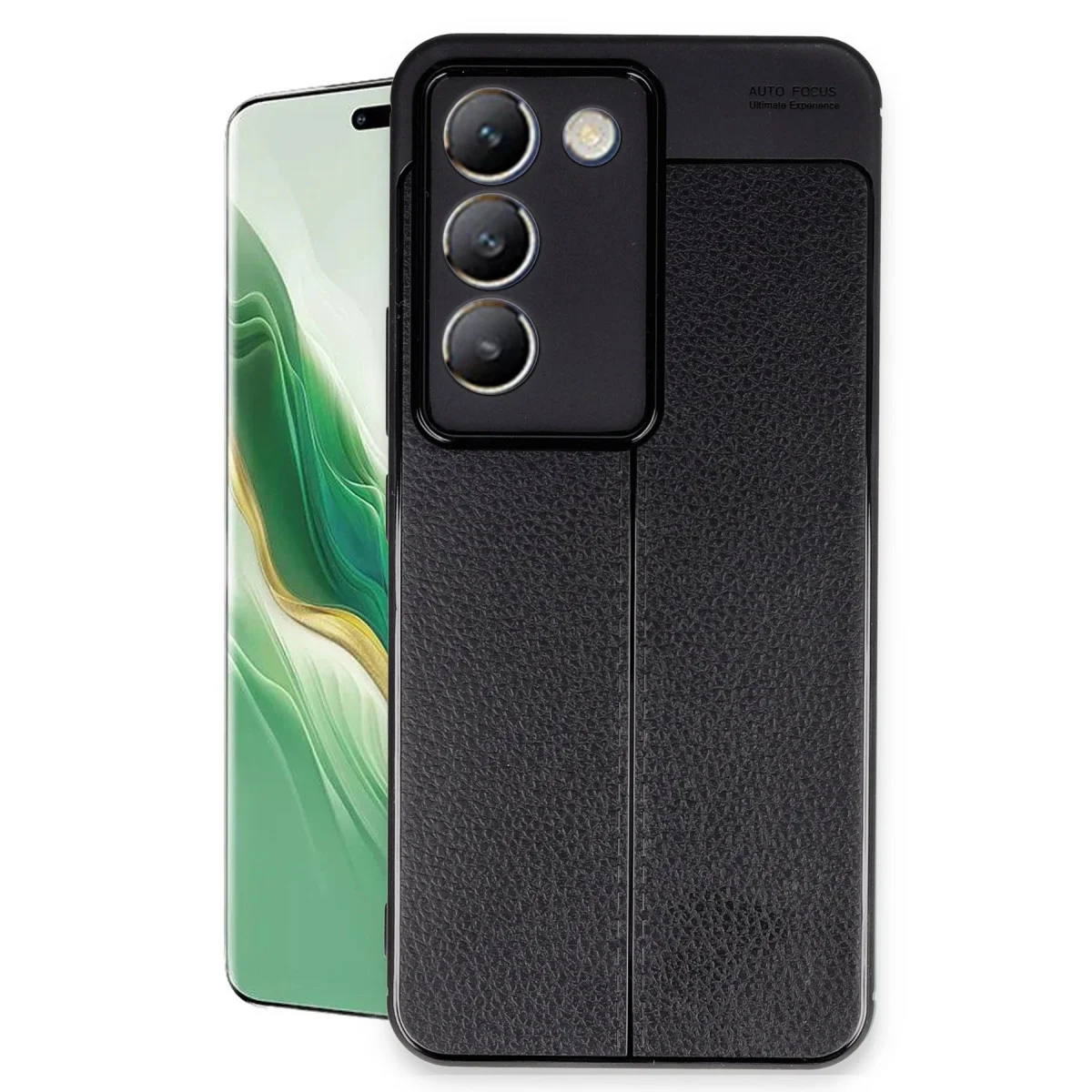 Northcity V30 Lite 4G Kılıf Auto Focus Deri Dokulu Siyah Güvenlik Kapağı - Premium Koruma ve Şıklık Bir Arada