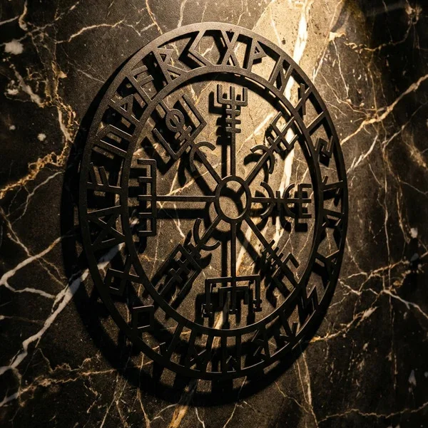 Northcity Viking Pusulası Vegvisir MDF Lazer Kesim Nordik Duvar T
