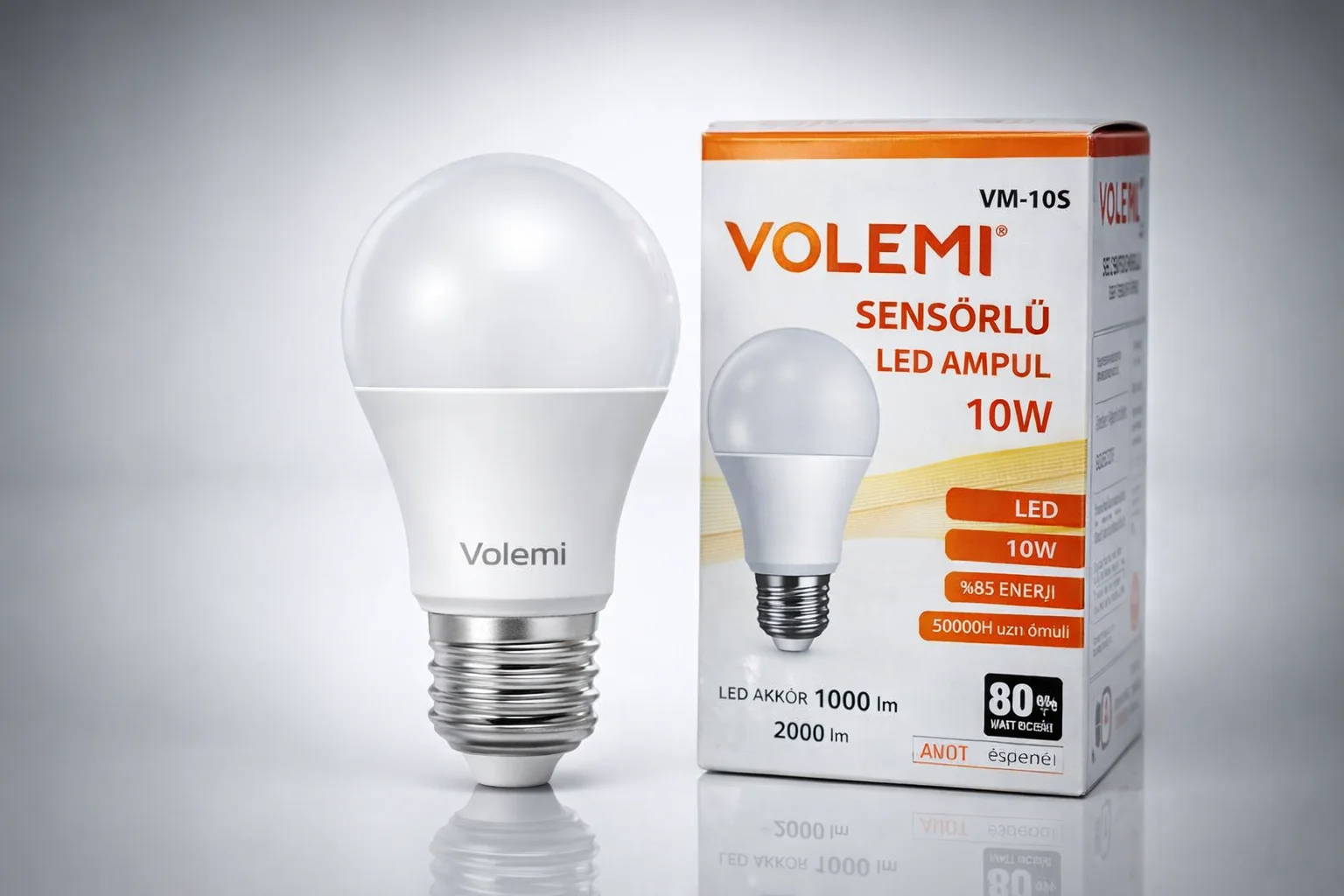 Volemi VM-10S Sensörlü LED Ampul 10W 2000 Lümen E27 Duy - %85 Enerji Tasarrufu