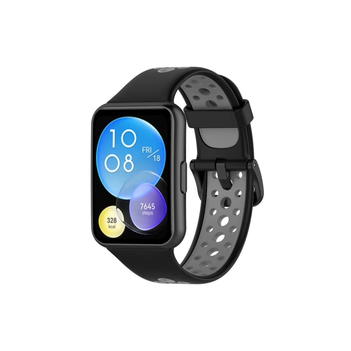 Northcity Watch Fit 2 Spor Delikli Kordon Siyah-Gri - Dayanıklı Spor Takı Aksesuarı
