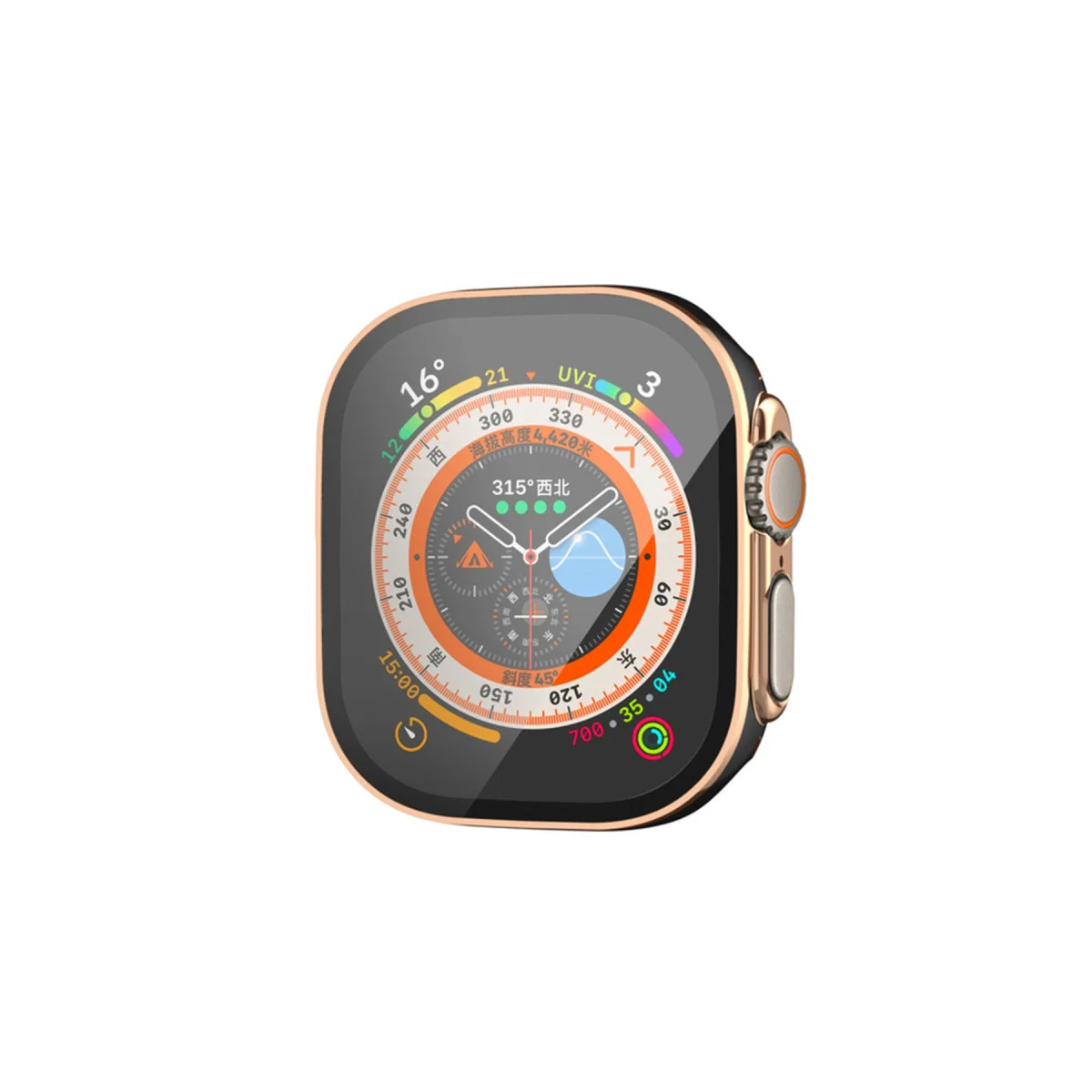 Northcity Watch Ultra 49mm Legend Camlı Kasa Ekran Koruyucu - Siyah-Gold